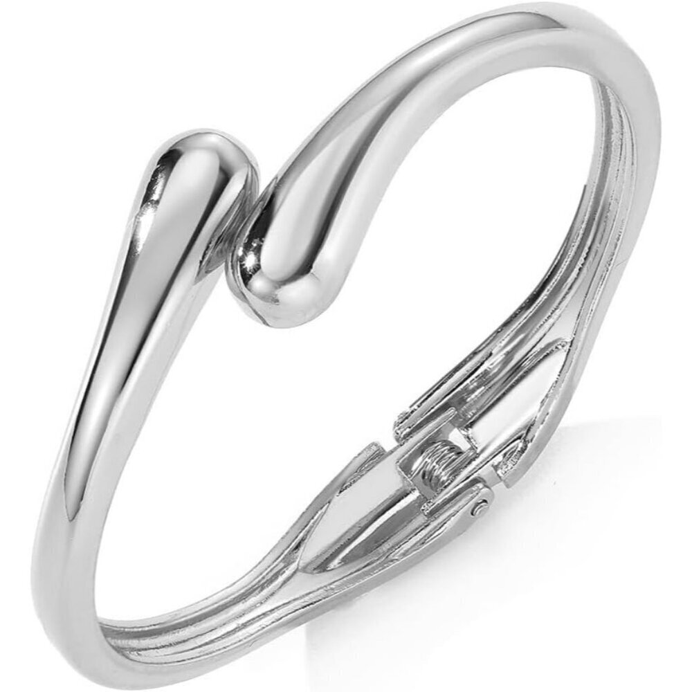 Silver Chunky Bangle Bracelets for Women and Teens Adjustable Chunky Twist Cuff